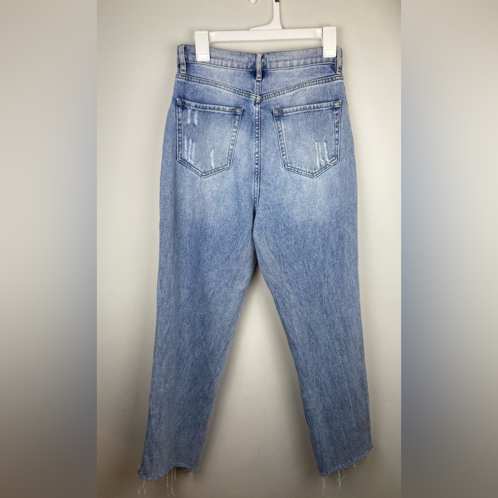High Rise Straight Distressed Ripped Jeans - Picture 2 of 4
